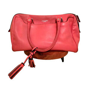 Coach 23574 LEGACY HALEY SATCHEL-Doctor LEATHER In Bright Coral & Silver